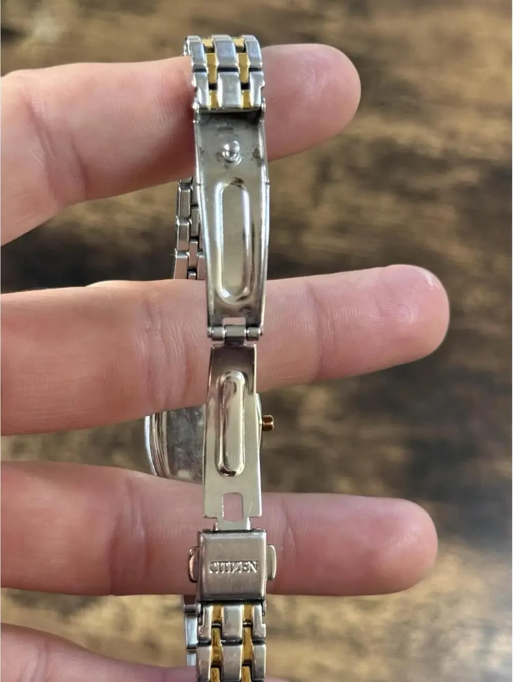Rare Vintage Citizen Silhouette Eco Drive Gold/Silver Tone Crystal Bezel Watch